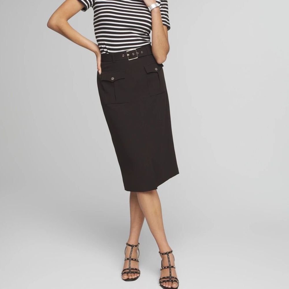 NWT White House Black Market Black Cargo Pocket Pencil Skirt Size 4